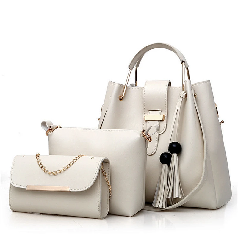 2020 New Fashion 3 Pcs Bucket Ladies Bags Pu Leather Handbag Set
