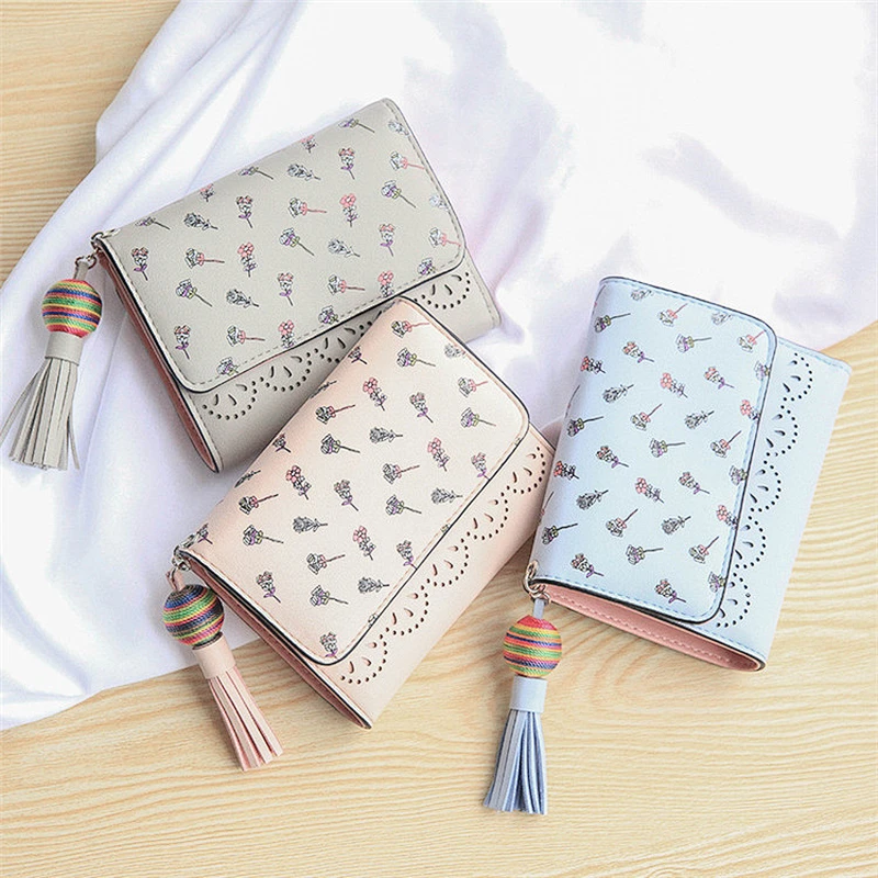 Small women wallet 2019 pu leather money clip wallet coin purse cute ladies wallets and purses