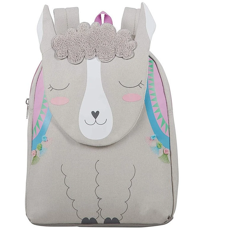 Custom Logo Schoolbag Children Cute Cartoon Alpaca Design Custom Oxford School Backpack Wholesale