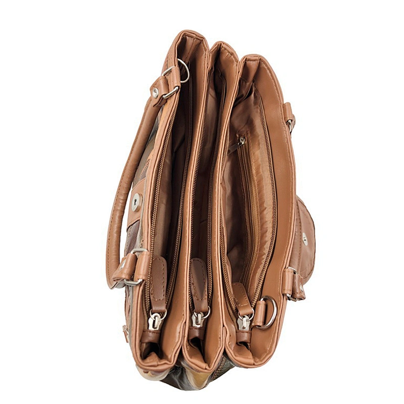 2020 New Arriving WMS 3 Bags Compartment Patch Leather Crossbody Vintage Woman Leather Handbags Set