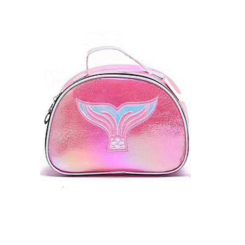 2020 Custom Logo Personality Waterproof Flash Mermaid Laser PU Holographic Portable Cosmetic Bag