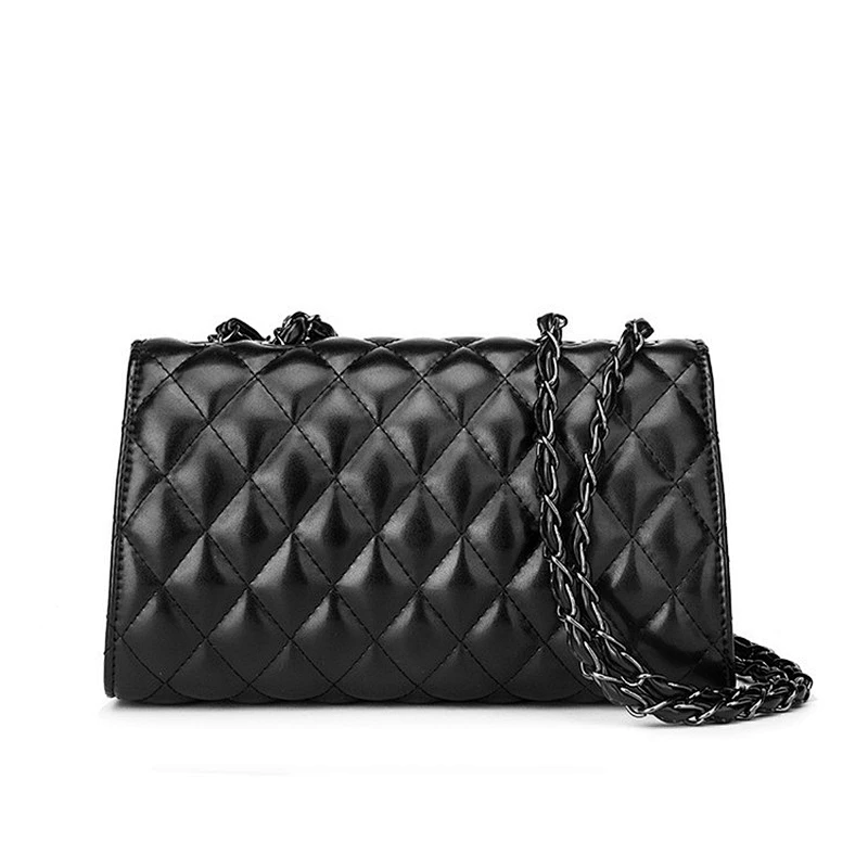 New fashion rhombic pu leather chain strap clutch bag single shoulder crossbody bag