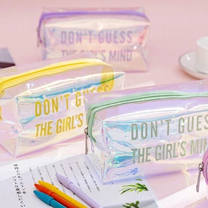 Creative Colorful Laser Waterproof Cosmetic Bag Ins Girl PVC Storage Bag Travel Portable Pencil Bag