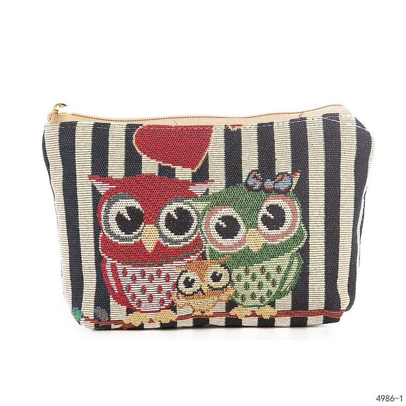 9 Styles Owl Printed Beauty Girls Mini Cosmetic Bag Female Small Wash Bag Cotton Travel Women Makeup Bag