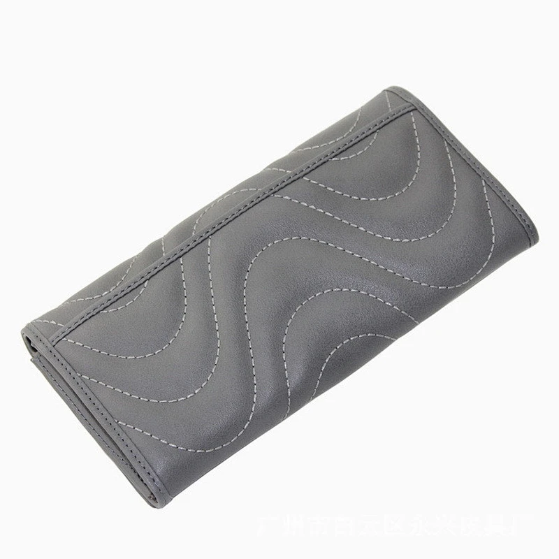 Fashion Simple Women Wallets Long Female Light Grey Leather Wallet Card Holder Women's Wallet