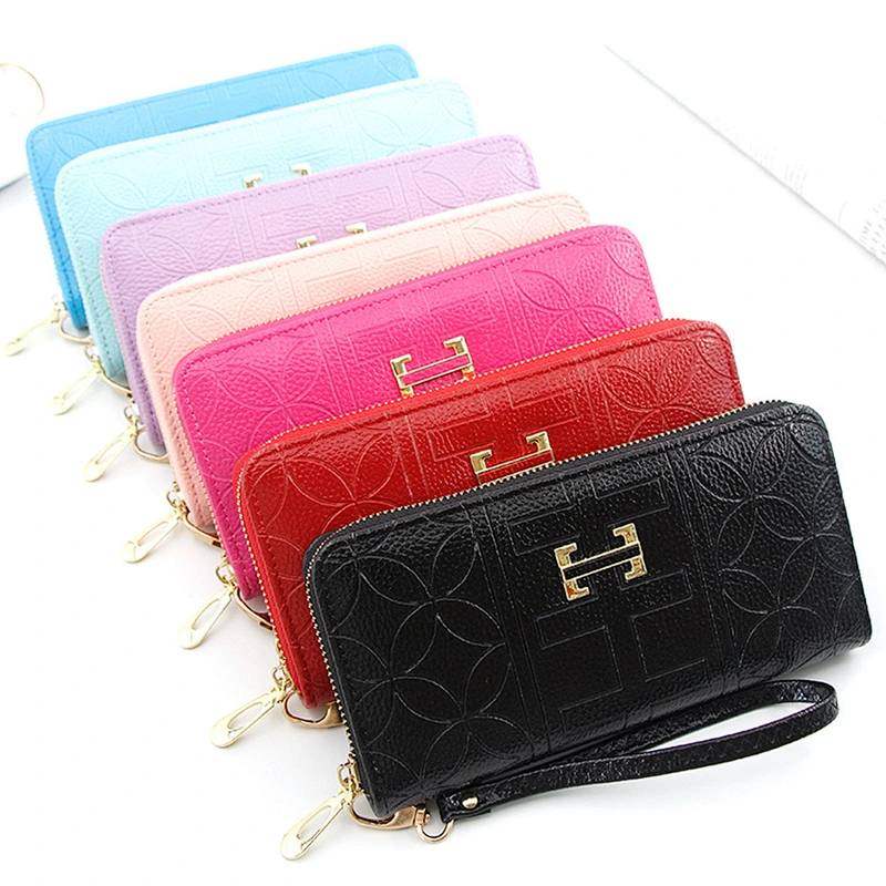 2020 New Design Colorful High Quality Plain Waterproof Ladies Clutch Purse Custom PU Zipper Wallet Women