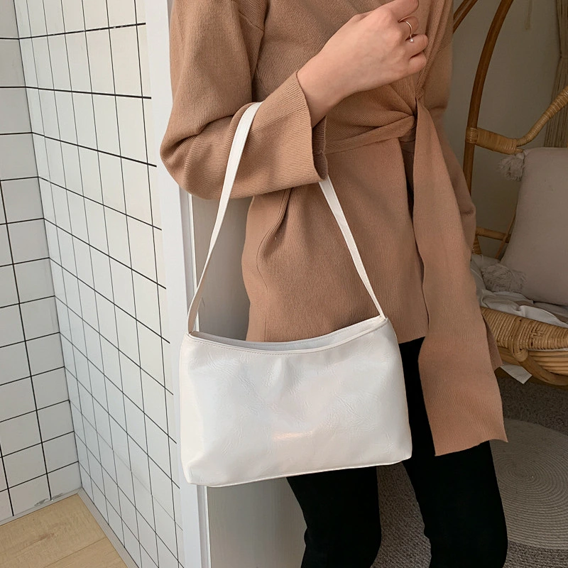 Classic Solid-Color Patent Leather One-Shoulder Bag Women Tote Bag New Women Underarm Bag Shoulder Handbag