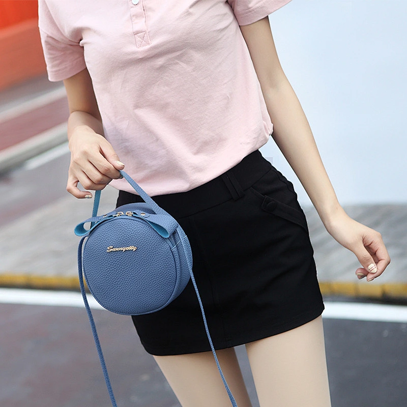 Summer New Designer Mini Round PU Leather Cute Crossbody Bag Women Handbag