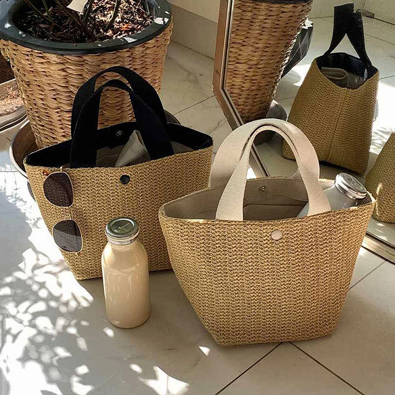 New Ins Style Student Fashion Trend Summer Beach Vacation Picnic Portable Straw Rattan Woven Bag