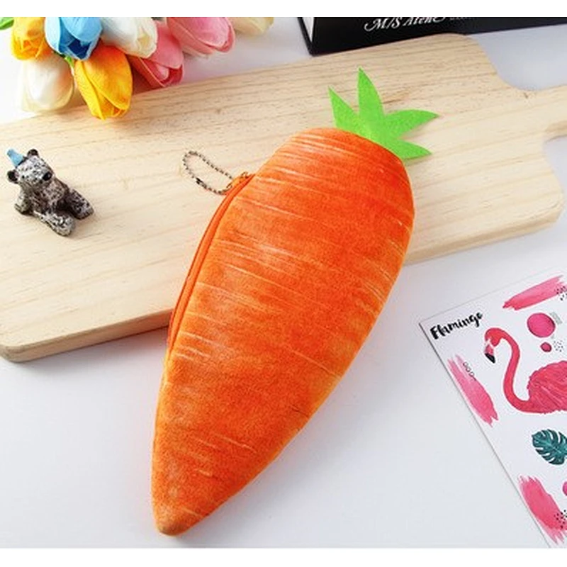 Creative Personality Funny Plush Vegetable Pencil Case Student 3d Simulation Stationery Bag