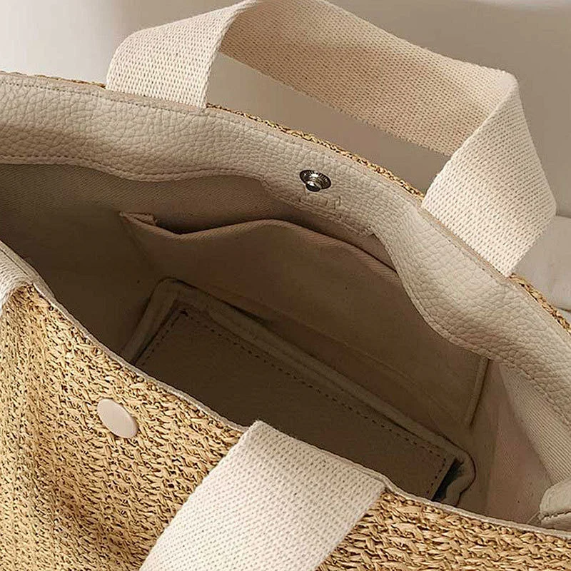 New Ins Style Student Fashion Trend Summer Beach Vacation Picnic Portable Straw Rattan Woven Bag