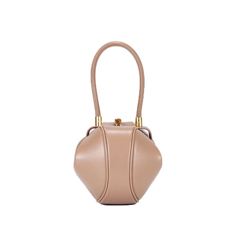 2019 New model genuine leather women vintage hand bags dumpling shape ladies tote handbag