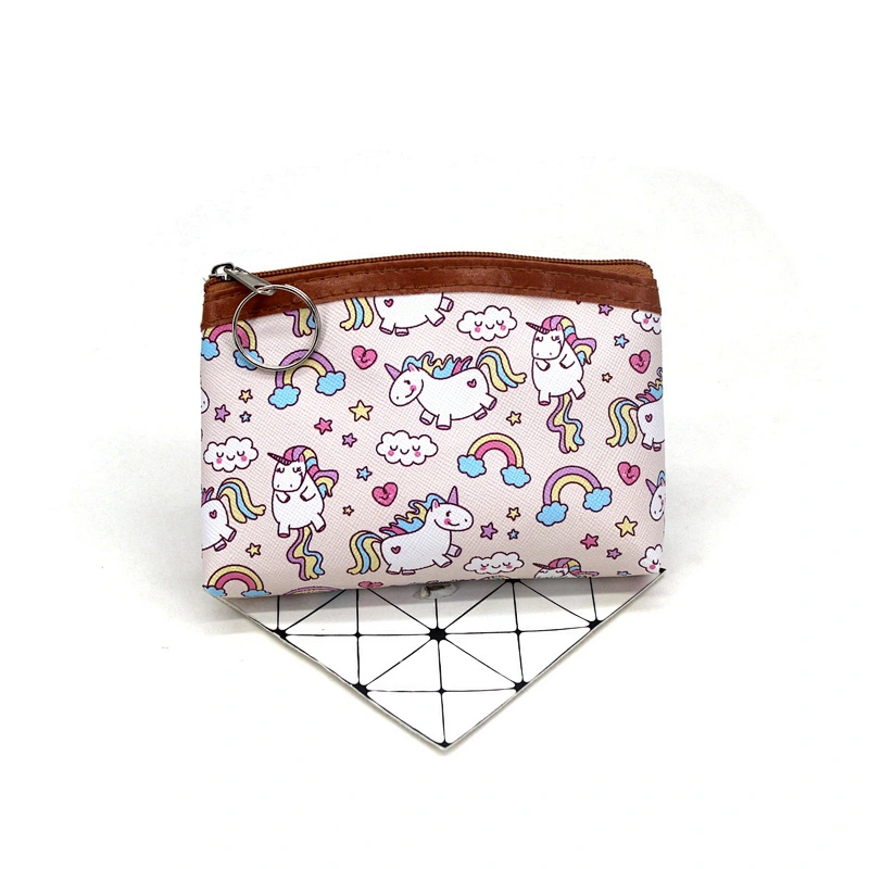 Factory direct cartoon unicorn coin purse cute pegasus children key coin purse mini wallet