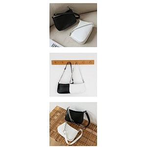 French Underarm Bag Design Handbag Stitching Metal Ring Chain Bag Retro Messenger Bag