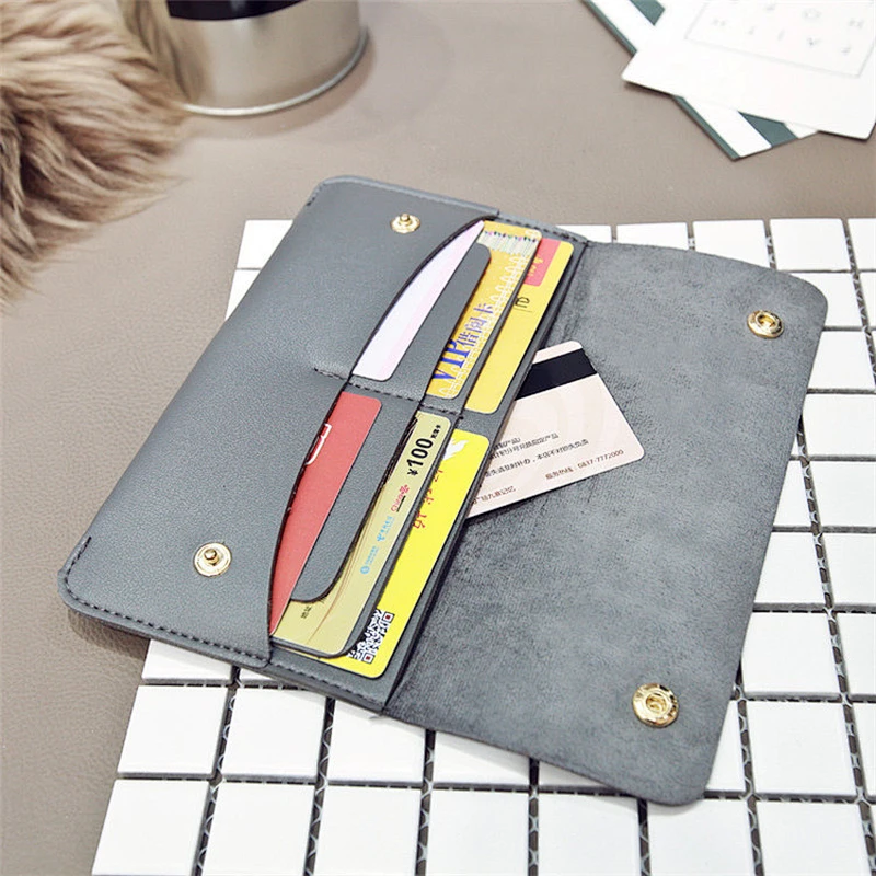 Long buckle with multiple compartments and multiple colors women pu leather credit card holder