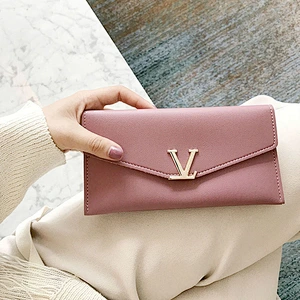 New Geometric Envelope Clutch Card Holders fashion women ladies  leather long wallet