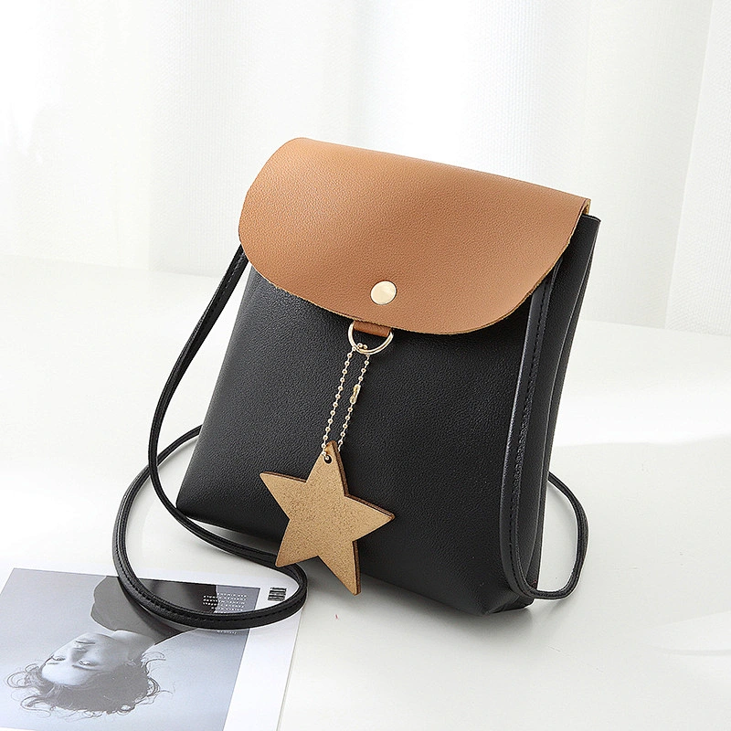mini lady fashion star pendants crossbody bags pu leather woman messenger bag