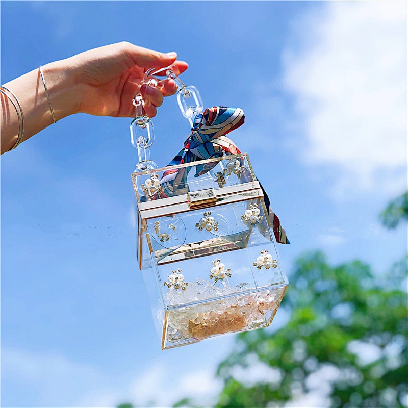 2020 Manufacturer Fashion Women Cosmetic Box Evening Purse Clear Clutch Acrylic Bag