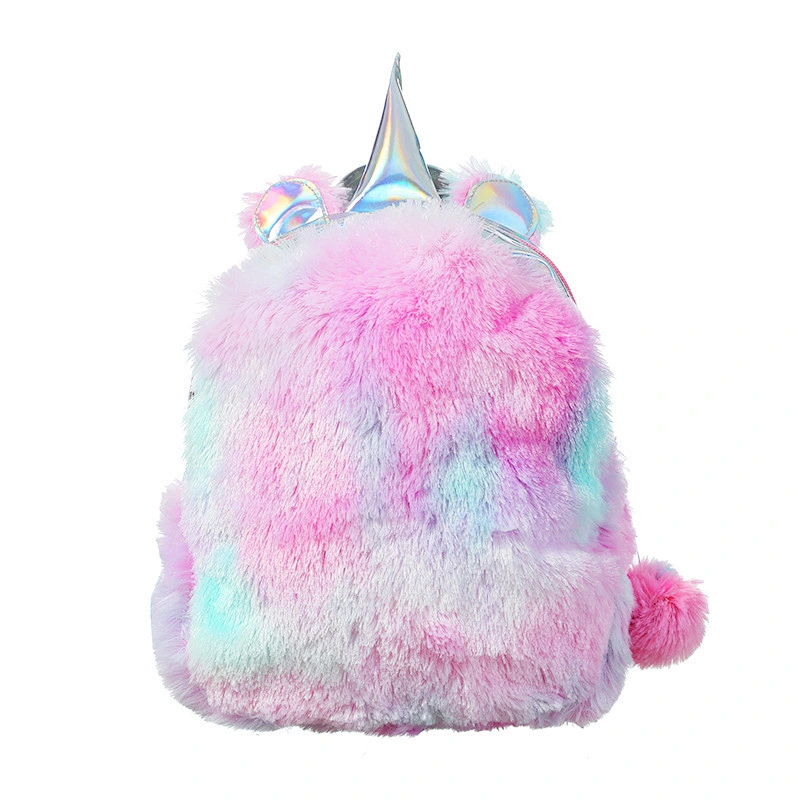 Wholesale 2020 Fashion Girls Plush Rainbow Travel Backpack Kids Cute Unicorn School Bags Charm Unicorn Backpack