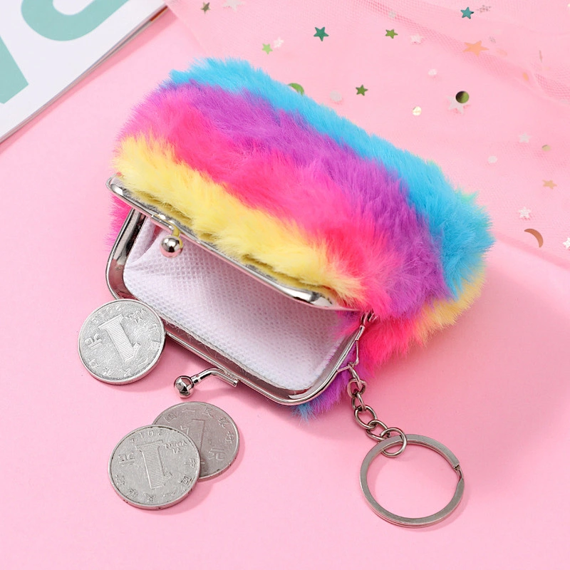 Fashion cute plush coin purse girl heart portable small coin purse gradient girl pouch