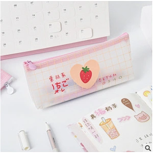 Transparent PVC Pencil Bag Portable Large Capacity Student Stationery Storage Clear Pencil Box