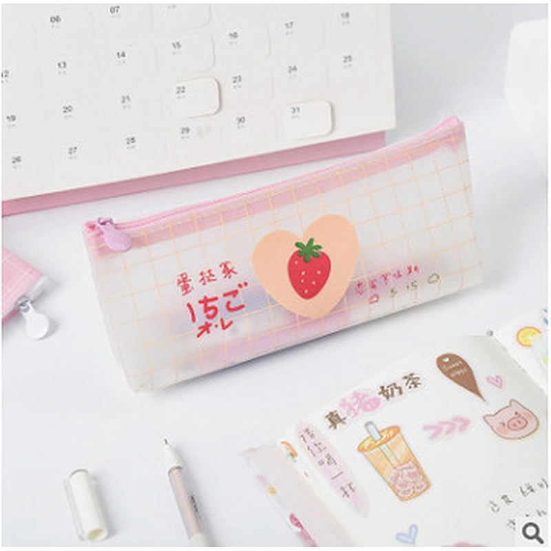 Transparent PVC Pencil Bag Portable Large Capacity Student Stationery Storage Clear Pencil Box