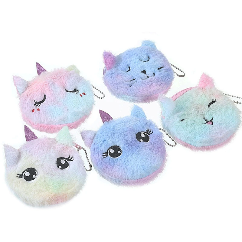 Hot selling creative unicorn cartoon coin purse children's cute plush coin purse