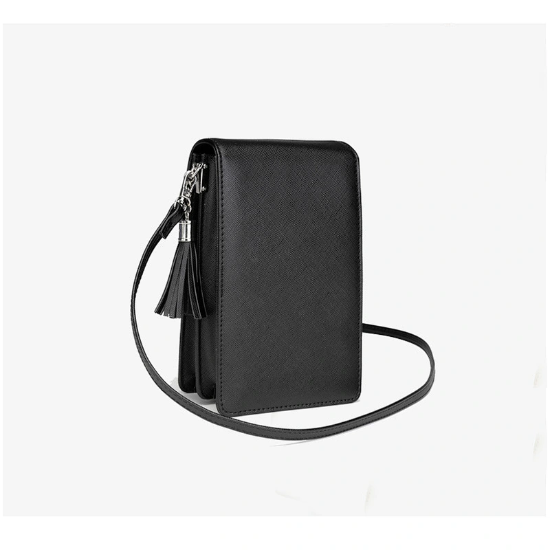 Ladies pu large capacity shoulder Multifunction tassel crossbody wallet phone  bag