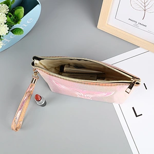 Custom Designed PU Leather Pouch Make Up Cosmetic Bag Pouch Hologram Clutch Cosmetic Bags With Zipper