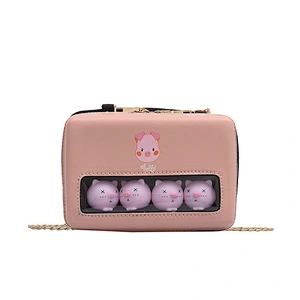 Lovely Piggy Decoration Ins Chic Joker Transparent Soft PU High Quality Women Leather Handbags