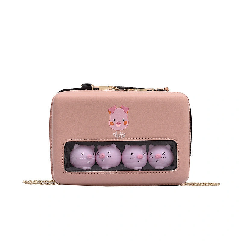 Lovely Piggy Decoration Ins Chic Joker Transparent Soft PU High Quality Women Leather Handbags