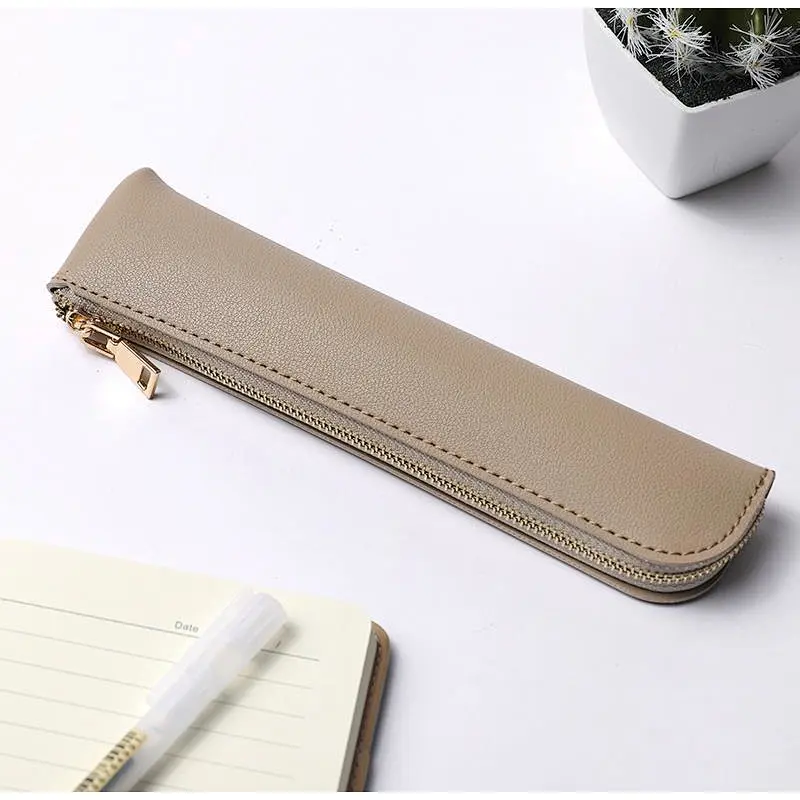 Soft PU Leather Pencil Pen Case Pouch Holder Stationery Bag Zipper Pouch