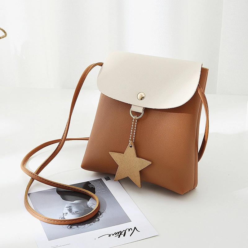 mini lady fashion star pendants crossbody bags pu leather woman messenger bag