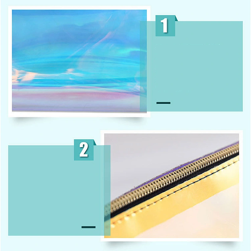 Transparent Bag Custom Personalized Waterproof Glitter Zipper Pouch Holographic Bag Cosmetic Bag