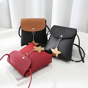 mini lady fashion star pendants crossbody bags pu leather woman messenger bag