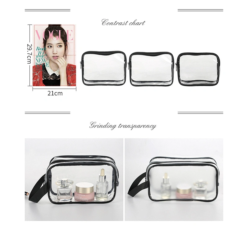 Custom Women Clear Matte Makeup Organizer Pouches Tote Travel Bags Transparent PVC Cosmetic Bag