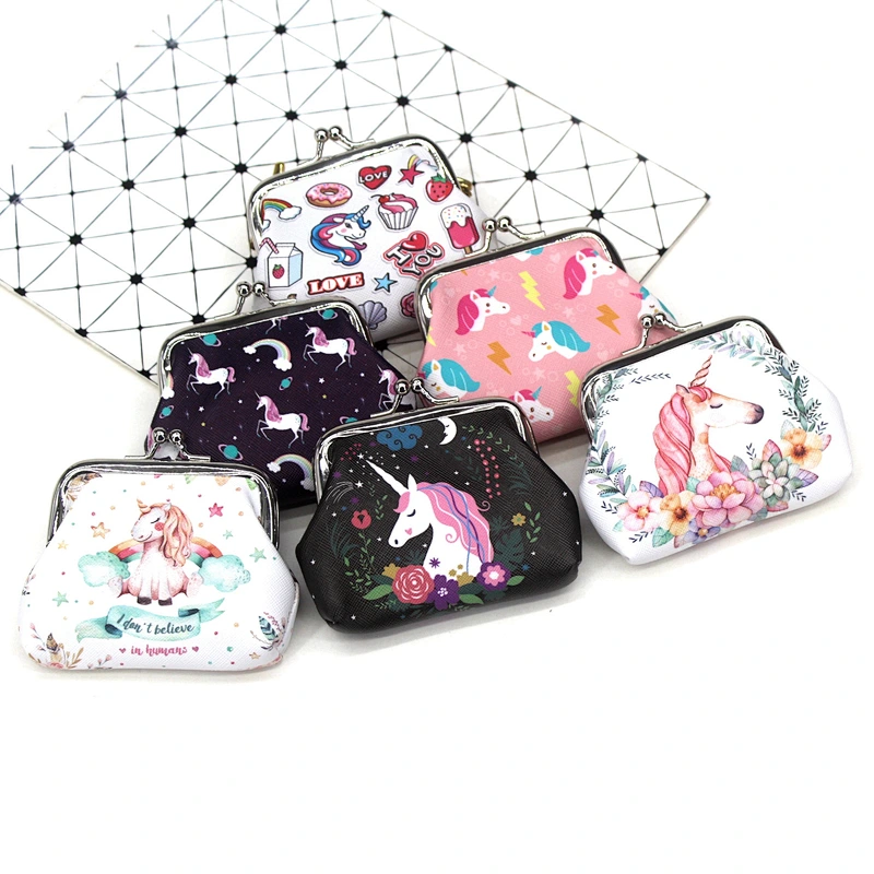 Factory wholesale unicorn print coin purse cartoon creative lady purse