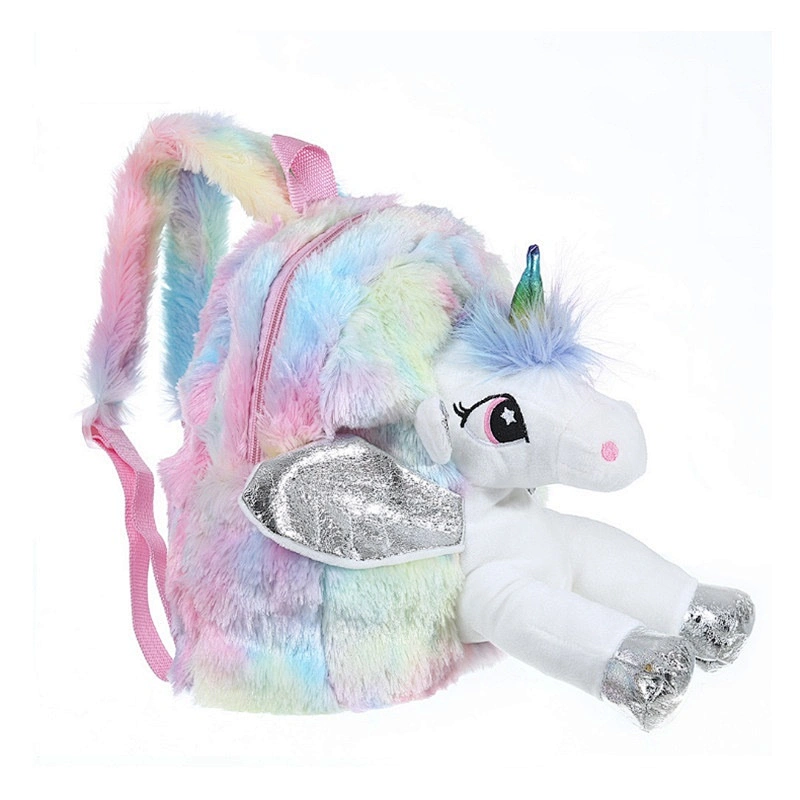 12 Inches Children Cute Unicorn Cartoon Plush Backpack Girl Leisure Travel Bag Kids Toddler Plush Backpack