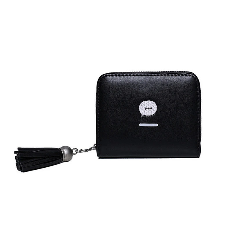Factory direct sale fashion girls wallets and purses simple zipper tassel mini pu bag wallet for women