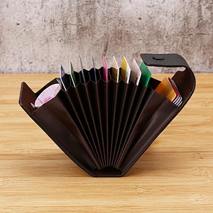 Custom Logo Fashion Organ PU Leather Business Name Credit Card Holder Wallet