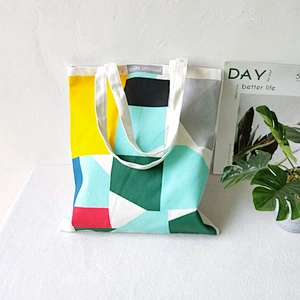 Custom Digital Printed Logo Geometry Plain Shopping Canvas Cotton Tote Bag