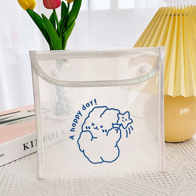 Korea Ins Homemade PVC Transparent Waterproof Storage Bag Stationery Bag With Colorful Chain