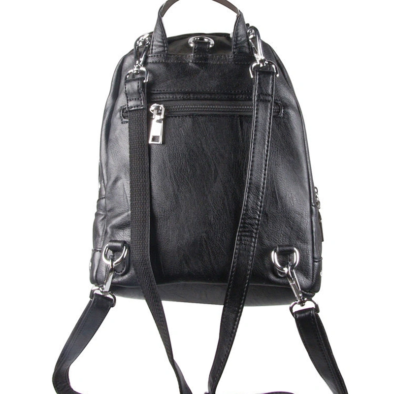 Women Black Backpack With 1 Cell Phone Pocket ,1 Zipper Pocket