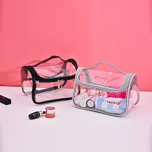 New Design Wholesale Popular PVC Eco Friendly Transparent Waterproof Handbag Big Capacity Makeup Cosmetic Bag
