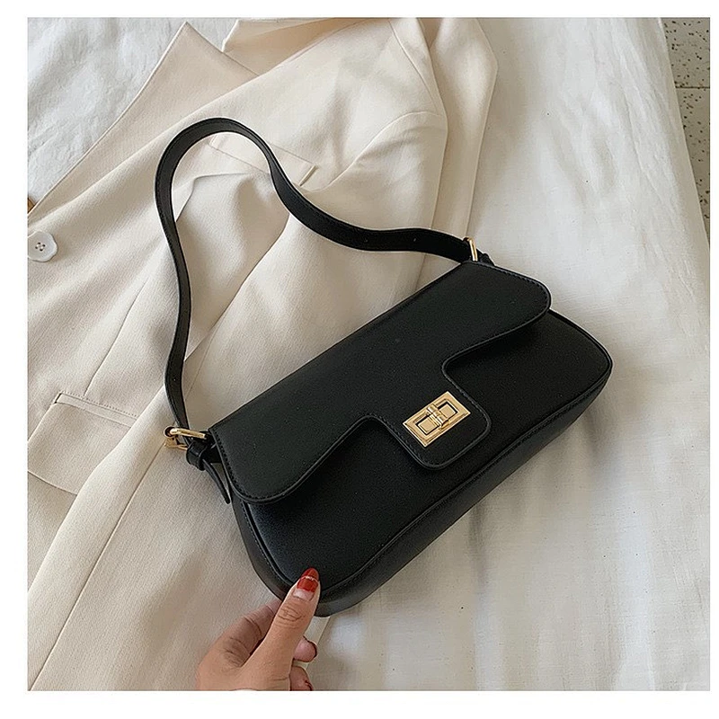 Classic Fashion Joker Pure Color High Quality Leather Women's Shoulder Bag Handbag