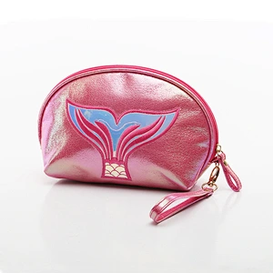 Fashion Travel Cosmetic Bag Women Makeup Bag Organizer Fishtail Leather Zipper Handbags Cosmetic Bag