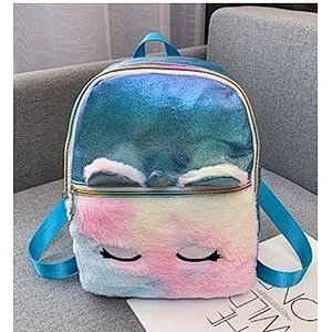 Fashion Symphony Gradient Unicorn PU Girl Pink Backpack Plush Cute Cartoon Student Schoolbag
