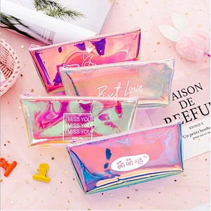 New Creative Cool Laser Colorful PVC Pencil Case Transparent Simple Stationery Case Student Pencil Case