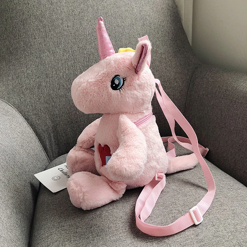 Factory Wholesale Design Custom Cute Plush Soft 3D Unicorn Backpack Kids