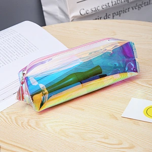 Personality Students Transparent Pencil Case Holographic Laser Stationery Bag With Tassel